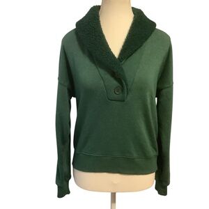 AMERICAN EAGLE GREEN LONG SLEEVE SWEATSHIRT WITH SHERPA COLLAR/ Size XL